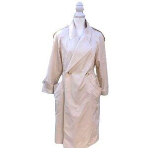 Portrait Trenchcoat Womens Size 8 Vintage Off White Cotton Elastic Waist Korea